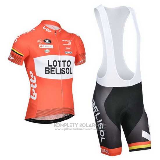 2014 Odziez Rowerowa Lotto Belisol Pomaranczowy Krotkie Rekawy i Rowerowe Szelkach